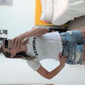 Sub_Urban Riot KINDNESS Cropped White T-Shirt Women's Size Small